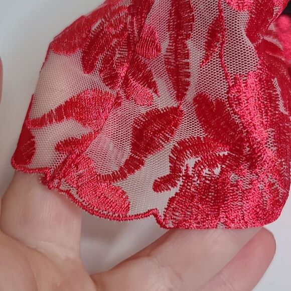 5X 6X Torrid Raspberry Pink Mesh Garter Belt Gold Floral Lace Lingerie Valentine - Picture 4 of 8